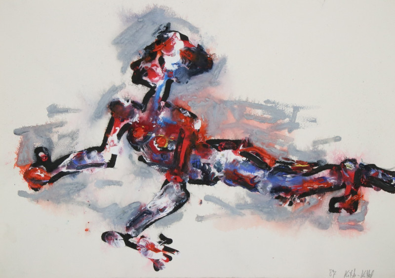 JÖRG v KITTA SMOCK lying woman nude 1987 painting master student Ludwig Meidner