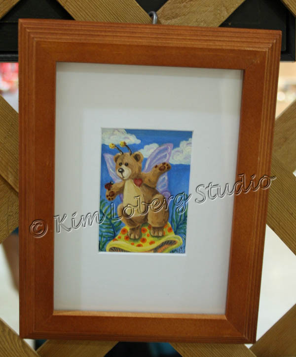 Fairy Teddy BEAR fly Fae Bug EBSQ Kim Loberg Ladybug mini ACEO Art mushroom FERN gallery