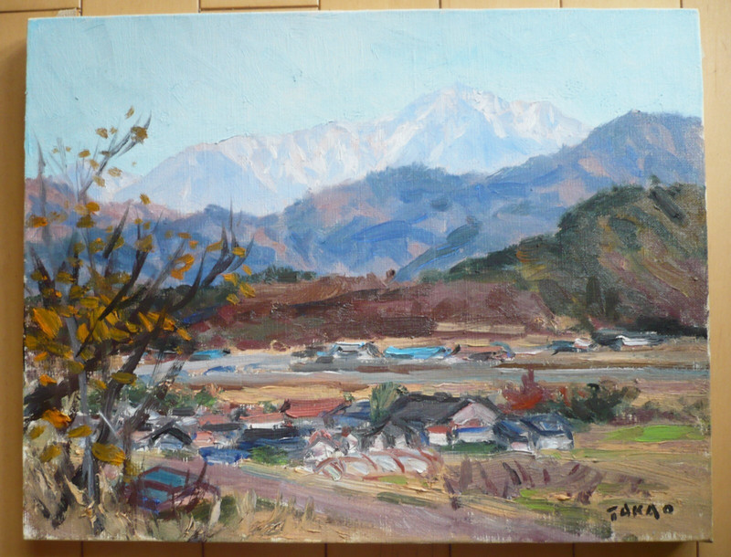 TAKAO, VINTAGE JAPANESE JAPAN IMPRESSIONIST PLEIN AIR LANDSCAPE LOOSE BRUSH OIL
