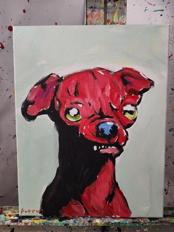 Abstract Expressionism Original Painting Dog 14x11 Fine Art Canvas Decor gallery