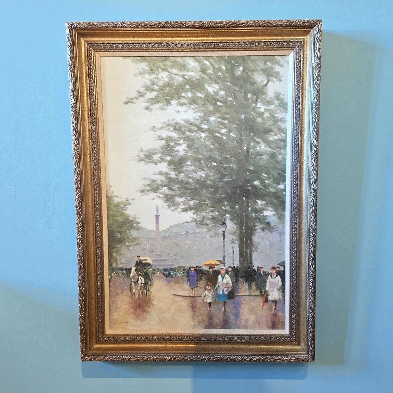André Gisson (American, 1921–2003) Signed Original Paris Street Scene with Figur gallery
