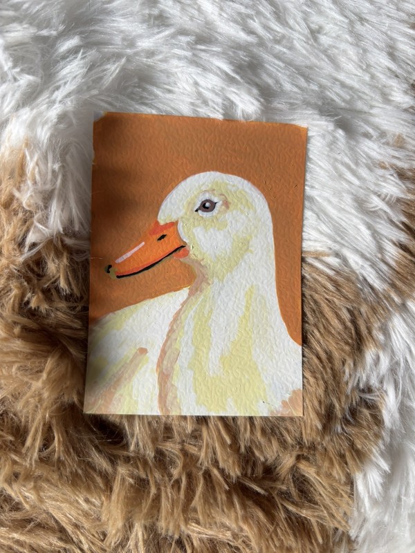 Abstract Goose ACEO ATC Original Acrylic Marker 2.5×3.5in