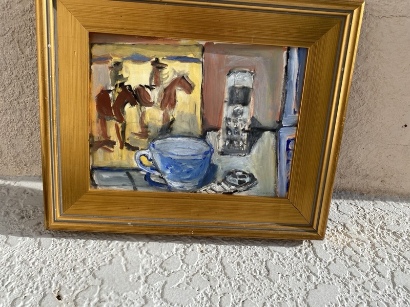 Oil On Canvas, Listed Artist Demetro “Still life With My Rolex”Framed 15” X 18”