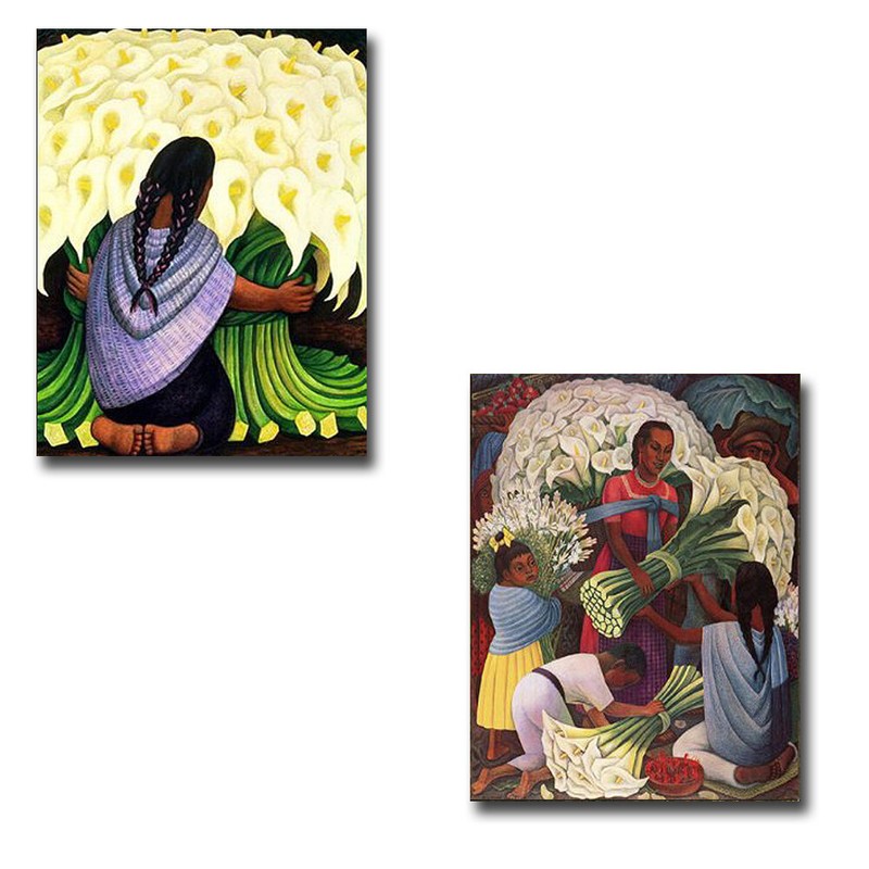 Flower Seller & Vendor by Rivera 2-pc Museum-Wrap Canvas Set (14 in x 11 in Ea)