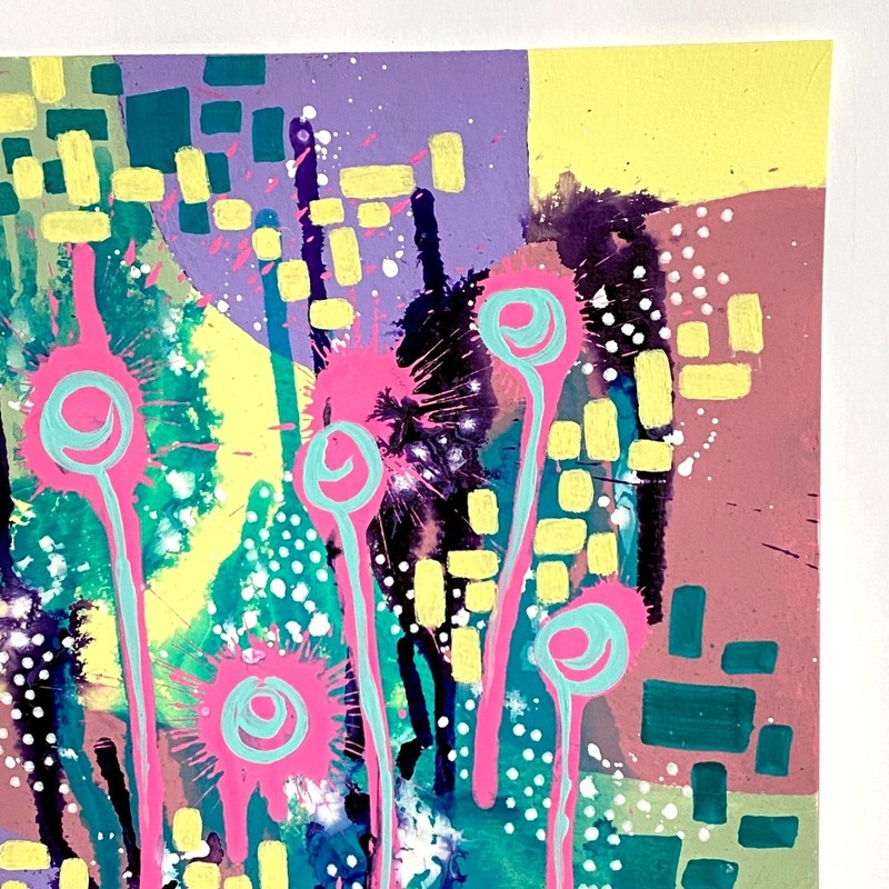 Summer Pop 5 Original Acrylic Wall Art Painting 11x14in Matted Frame Ready gallery