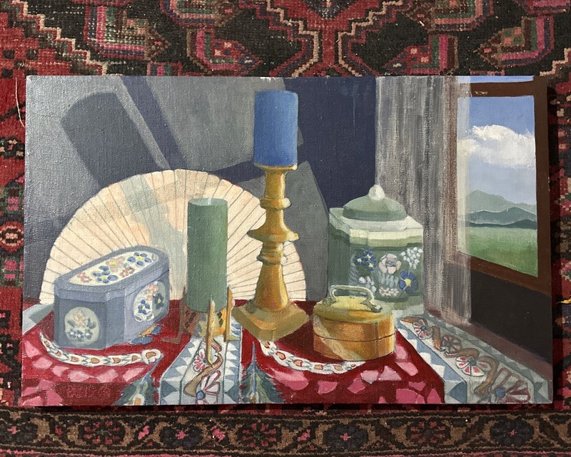 Oil Painting Still Life Reflection, Shadow, Light 12-25 1971 Dennis Gareis gallery