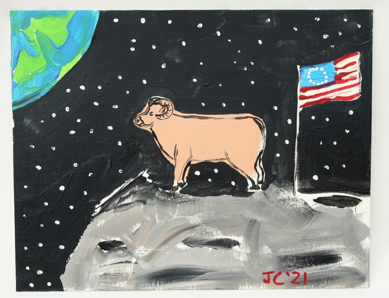 AMERICAN RAM BIGHORN SHEEP TAXIDERMY Jr CHARLIE FAST OUTSIDER POLITICAL FOLK ART