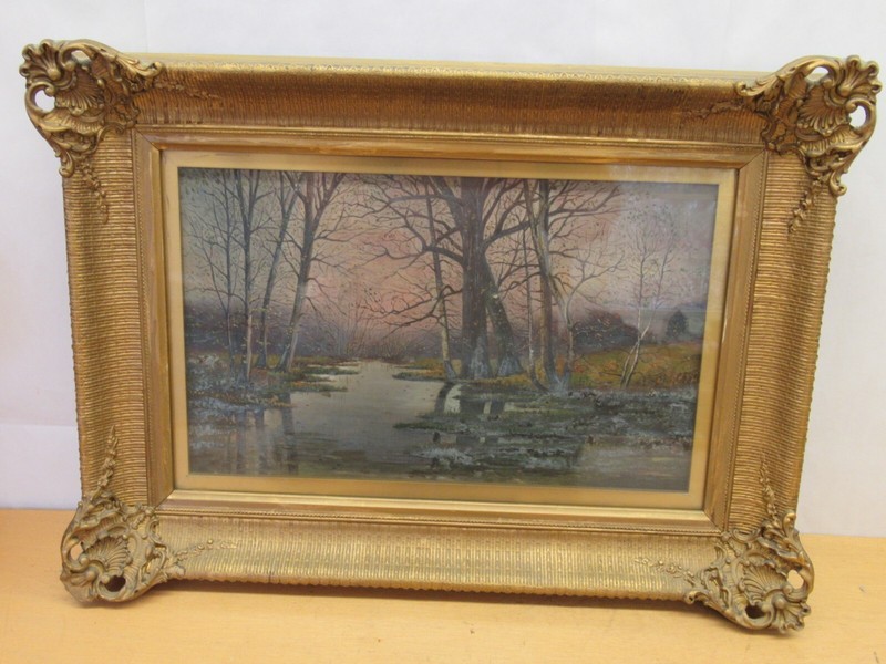 Paul Hallwig, MD 1865 – 1925 Original Framed Landscape Oil Painting Framed 1901