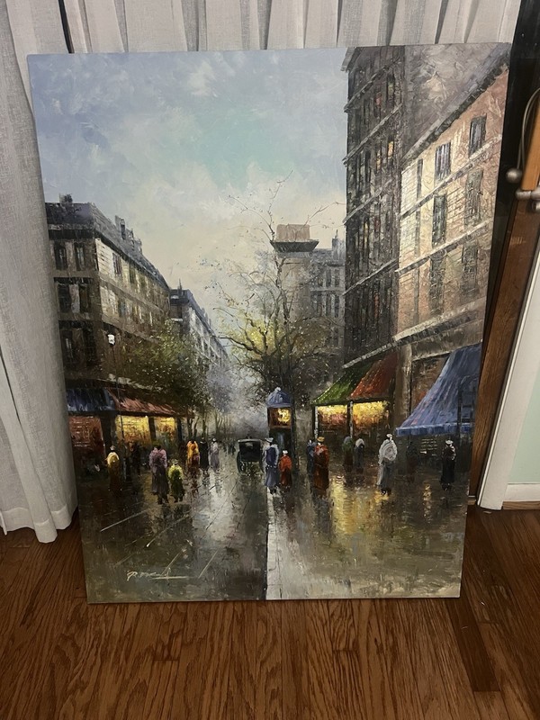 LARGE SIGNED FRENCH CITYSCAPE IMPRESSIONIST OIL CANVAS – PARIS