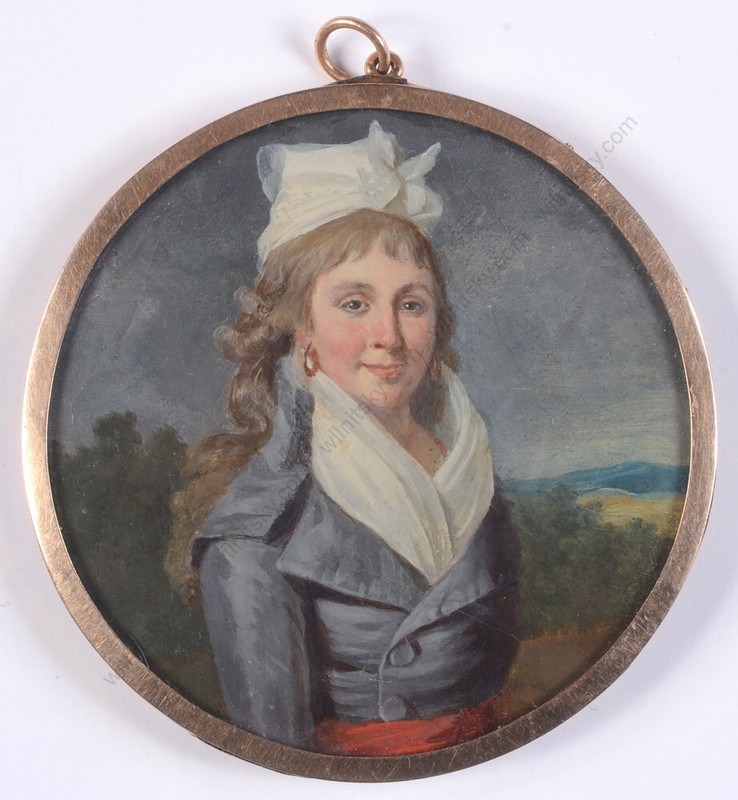 Mlle Marie Gabrielle Capet «Self-portrait» outstanding oil miniature, c1790s (m)