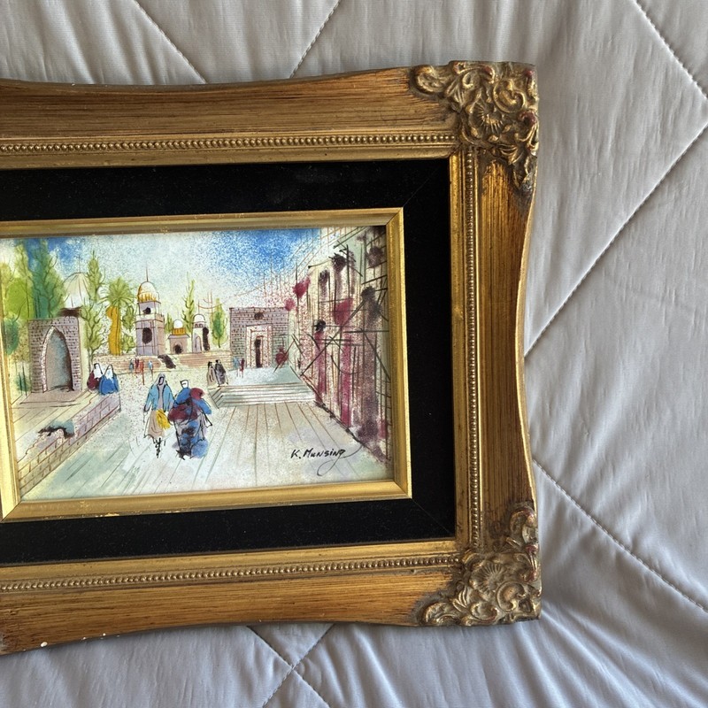 Vintage Original Impressionism Enamel On Copper Signed K. Munsing 4x6 gallery