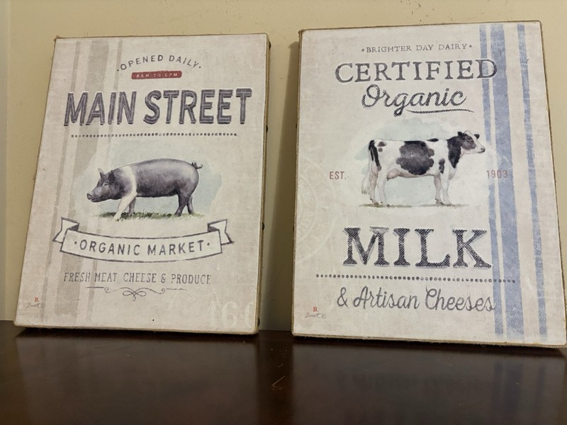 4 Chad Barrett Main Street ,Farmers Market-Pig, Cow, Goat , Sheep Canvas Art