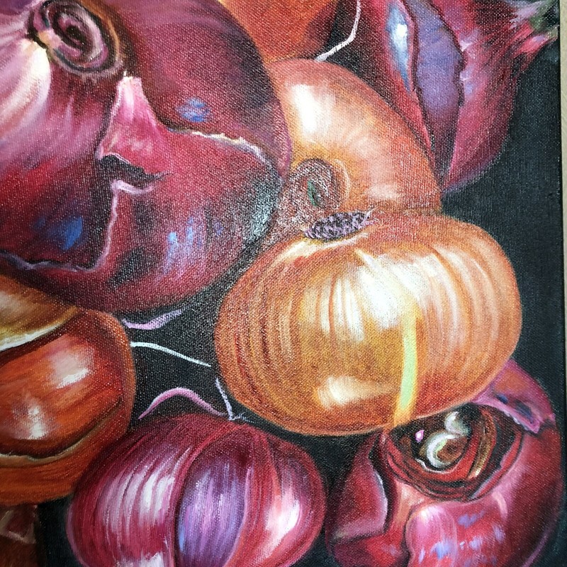 original oil paintings, still life, Red Onion, Wall Art, Art For Kitchen, Gift gallery