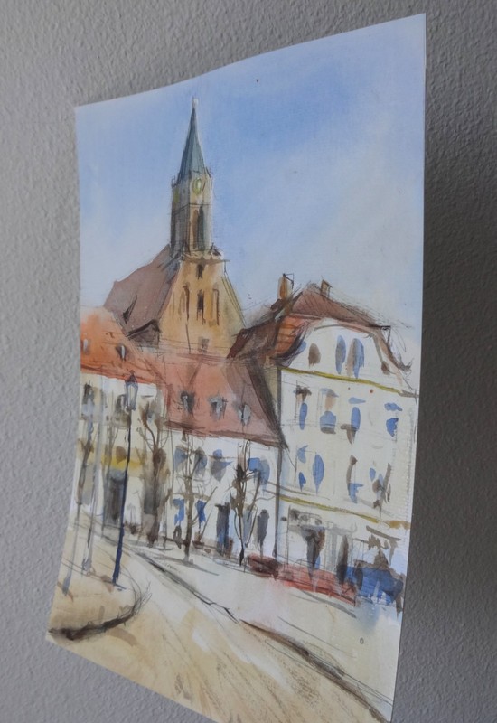 GERRY MILLER. Watercolour. "Beeskow". No frame. 24x32cm. gallery