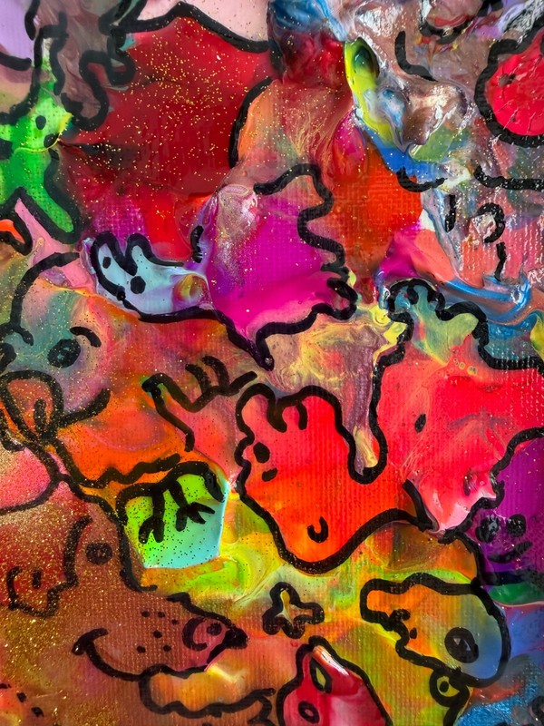 Original Abstract Painting Serg Graff "Happy Doodles" Surreal Fantasy Art, COA gallery