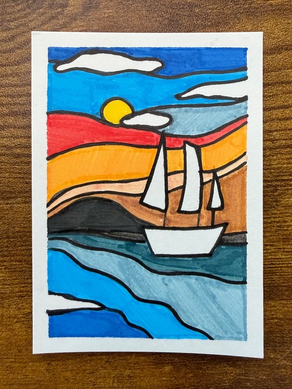 ACEO Original Landscape Sailboat #3