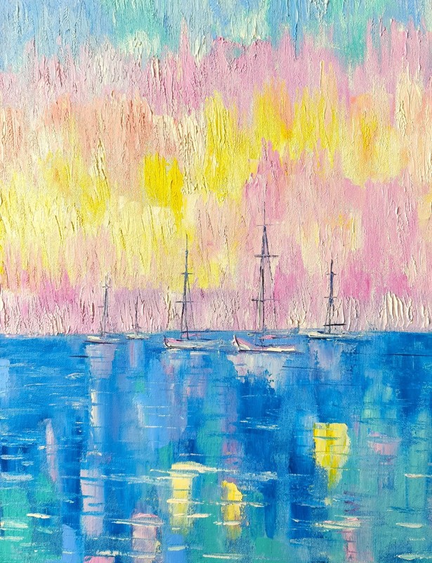 Seascape Original Oil Painting on Canvas 50x40cm Abstract Impasto Art Signed gallery