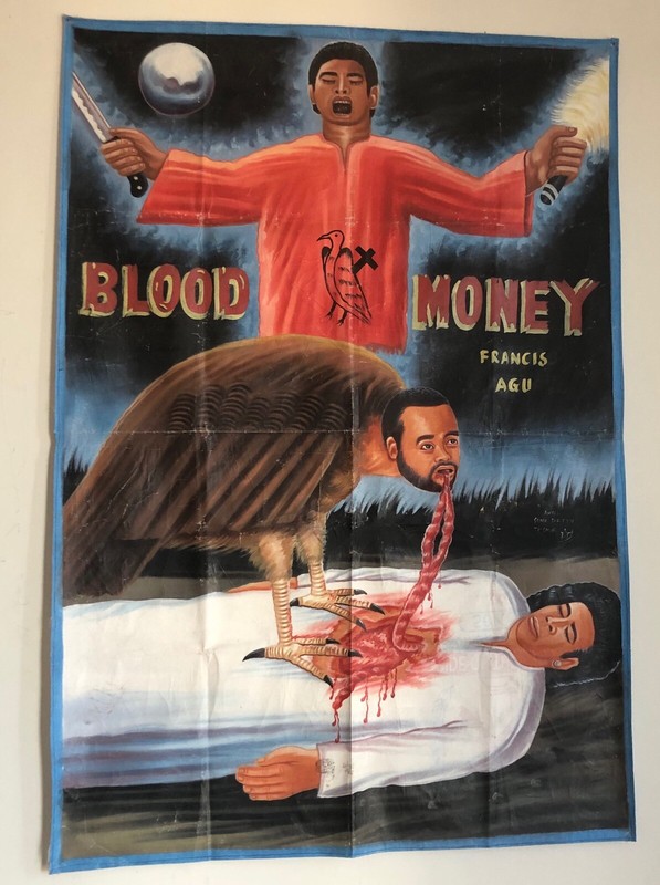 Ghana Movie Poster – Horror Film Poster Hand Painted African Art – Outsider Art