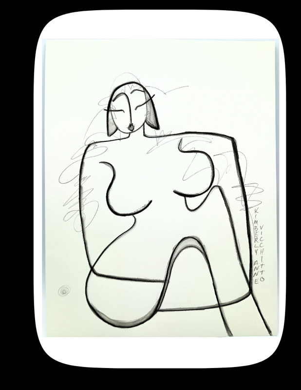 Original Signed Contemporary Art on Paper Art Woman VI002 Monochromatic 8.5″x11″