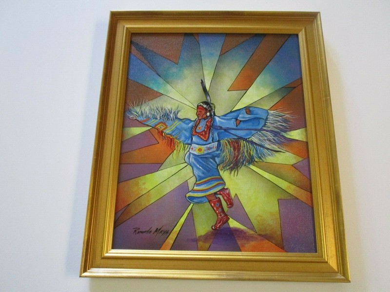 RICARDO MAYA AUTHENTIC ORIGINAL PAINTING PORTRAIT SURREALIST INDIAN DANCER ICON