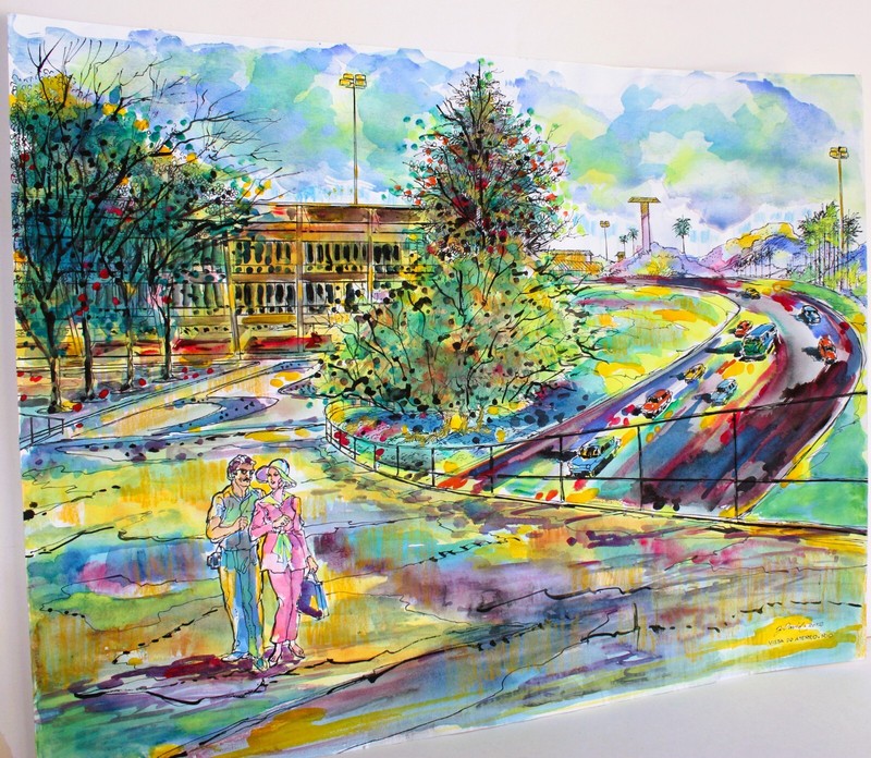 J DAVID 1934 WATERCOLOR INK PAPER 2012 SIGNED VISTA DO ATERRO RIO JANEIRO BRAZIL gallery