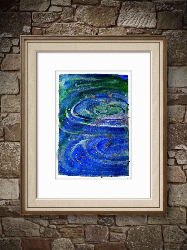 Colorful Water Ripples Abstract Impressionist Original Watercolor 5x7 Signed gallery