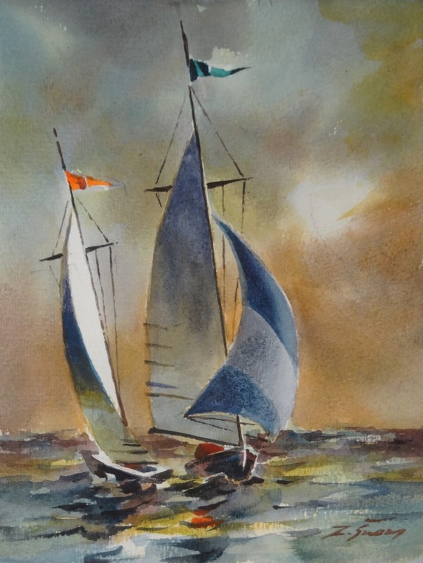 Zigmunds Snore – Sails I, 2020. Paper, watercolor, 24 x 18, 5 cm