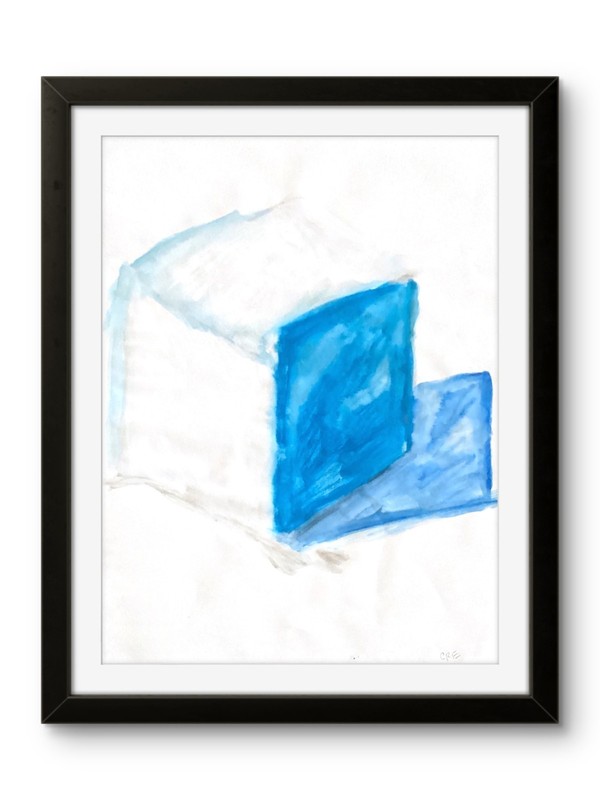 Color Block Blue Square 4 of 4 Geometric Abstract Bold Shape 11x14 Paper