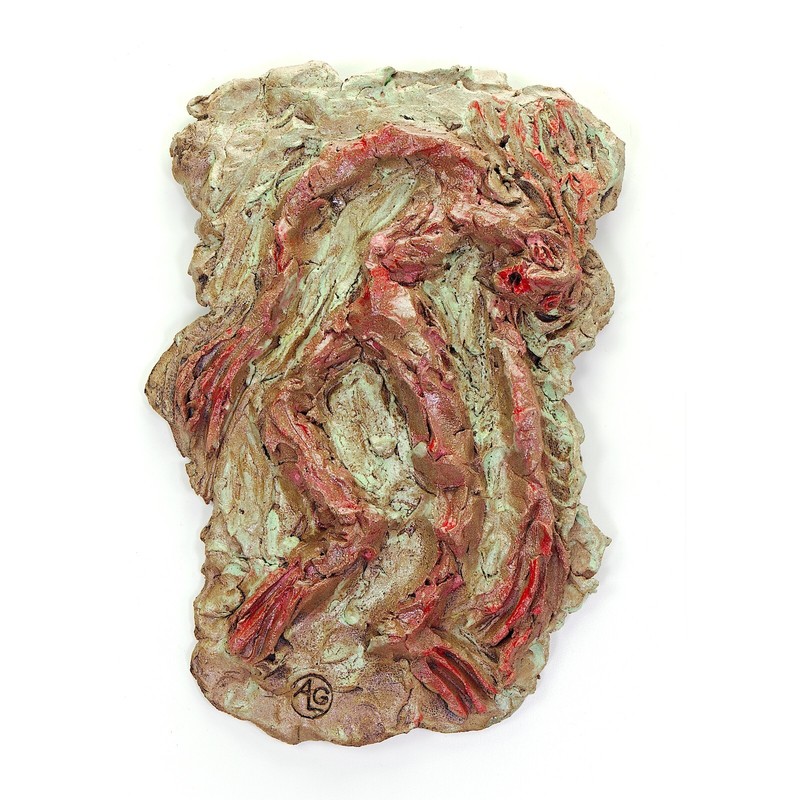 Relief sculpture ceramic glaze «Cain» unique Prof. Em Andreas Loeschner-Gornau