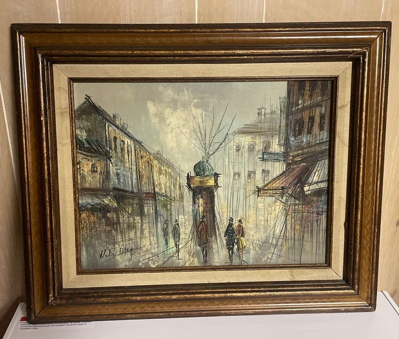 Gorgeous H. DUCHAMP Signed Cityscape Oil Painting In 22” by 18” frame
