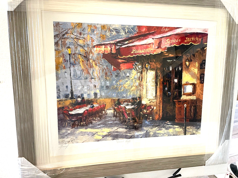 🔥Quiet Café by Elena Bond FRAMED Fine Art Mixed media Original on Paper COA