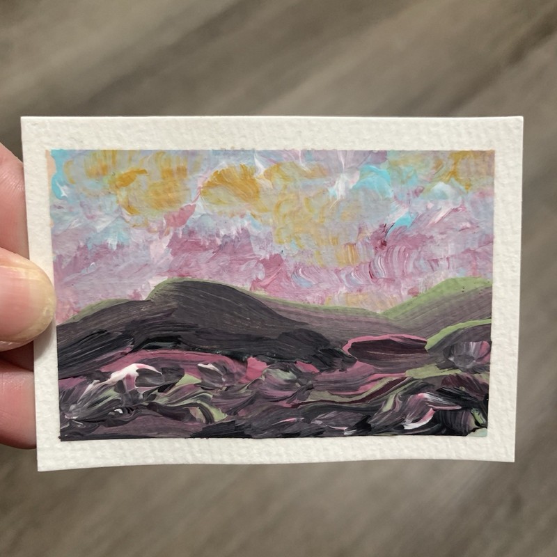 ACEO Artist Card Abstract Landscape Acrylic Original Painting on Paper gallery