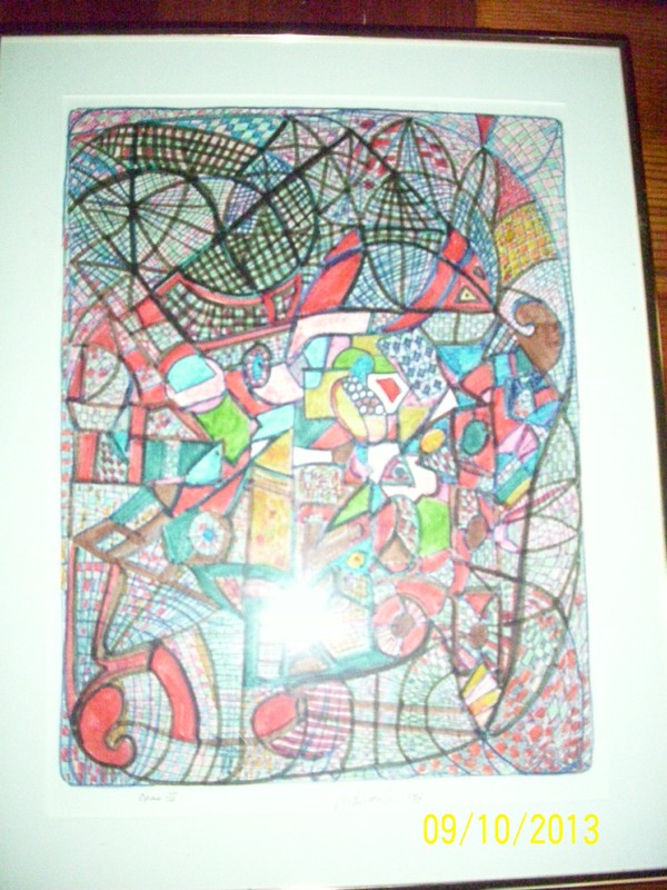 Howard Perlmutter original color markers on paper framed gallery label 1990 rare gallery