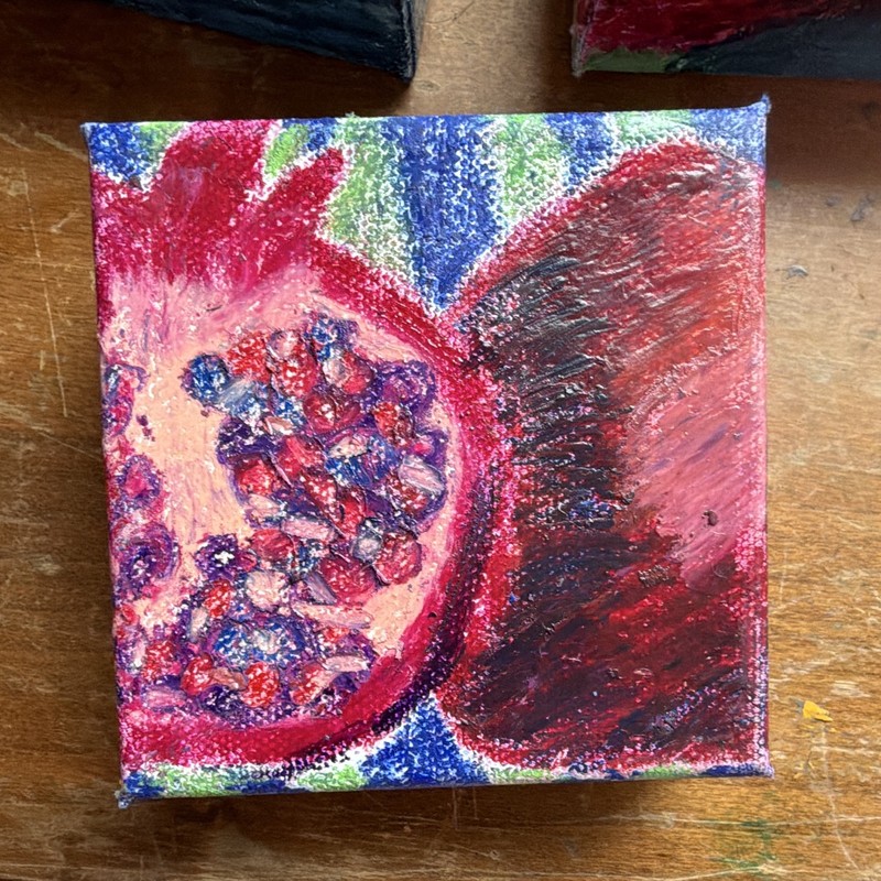 Original promgrate on 4×4 in with oil pastel number 3 in series
