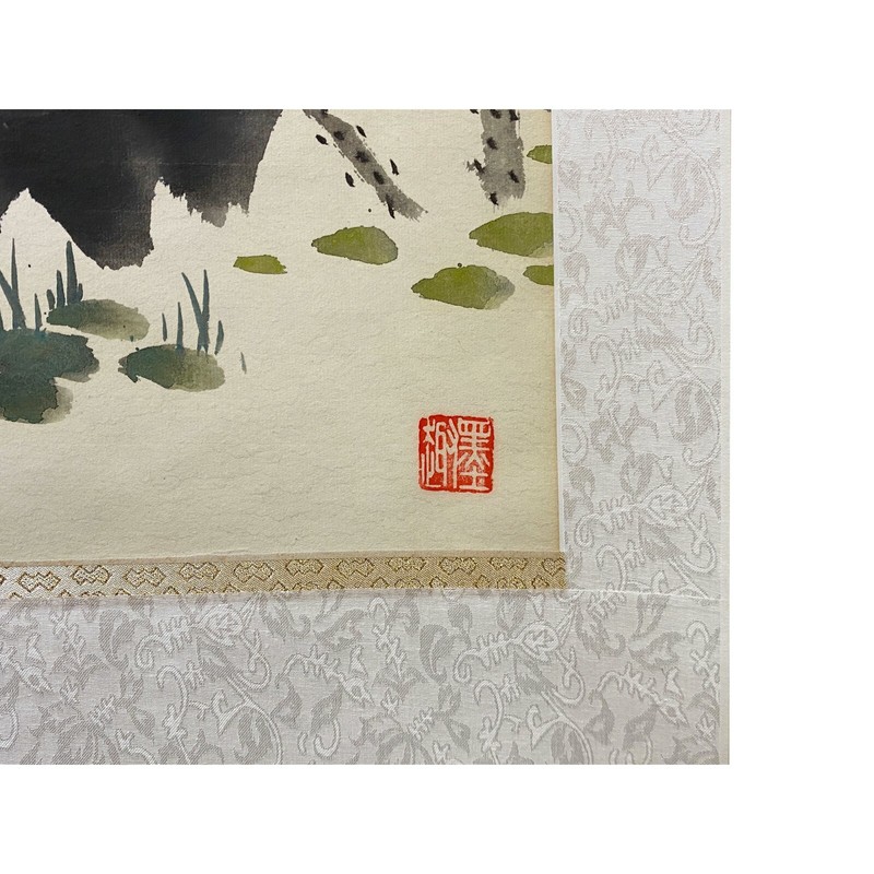 Chinese Color Ink Water Ducks Flower Pond Scroll Painting Wall Art ws1972 gallery