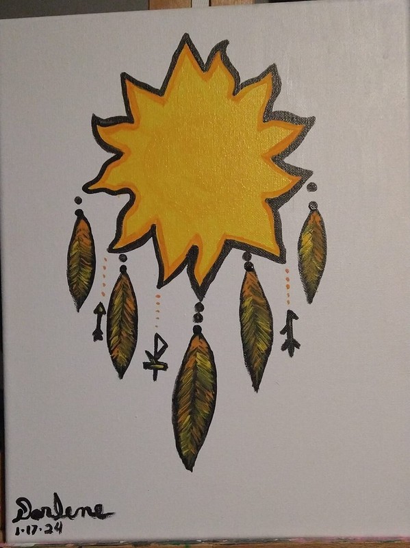 original acrylic painting 11x 16 sun dreamcatcher