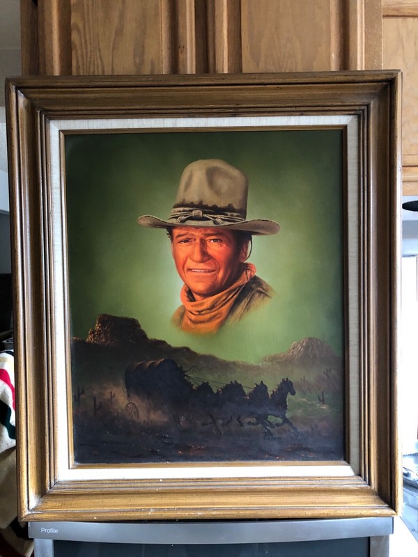  Original Oil Painting of John Wayne by Peter Shinn .. Western Cowboy Vintage 