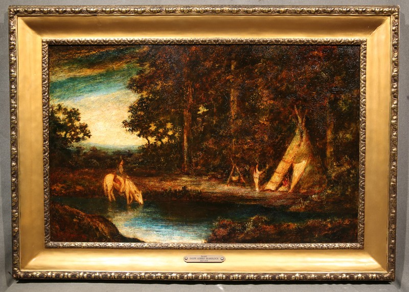19th Century Native American Landscape with Lake Magnificent Sunset