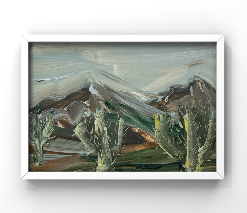 Phoenix Arizona Oil Painting Framed Cactus Desert Landscape Original Artwork 4×6
