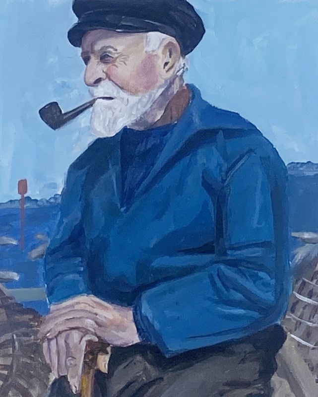 «Fisherman» small original painting on canvas sheet