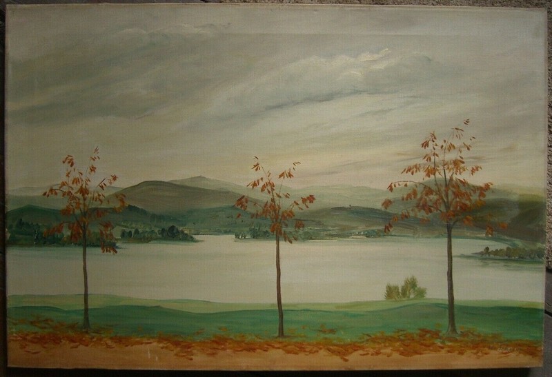 ::WALTER SCHEIWE *1892 – 1971 OIL PAINTING AUTUMN SHORE °DÜSSELDORF SCHOOL ANTIQUE