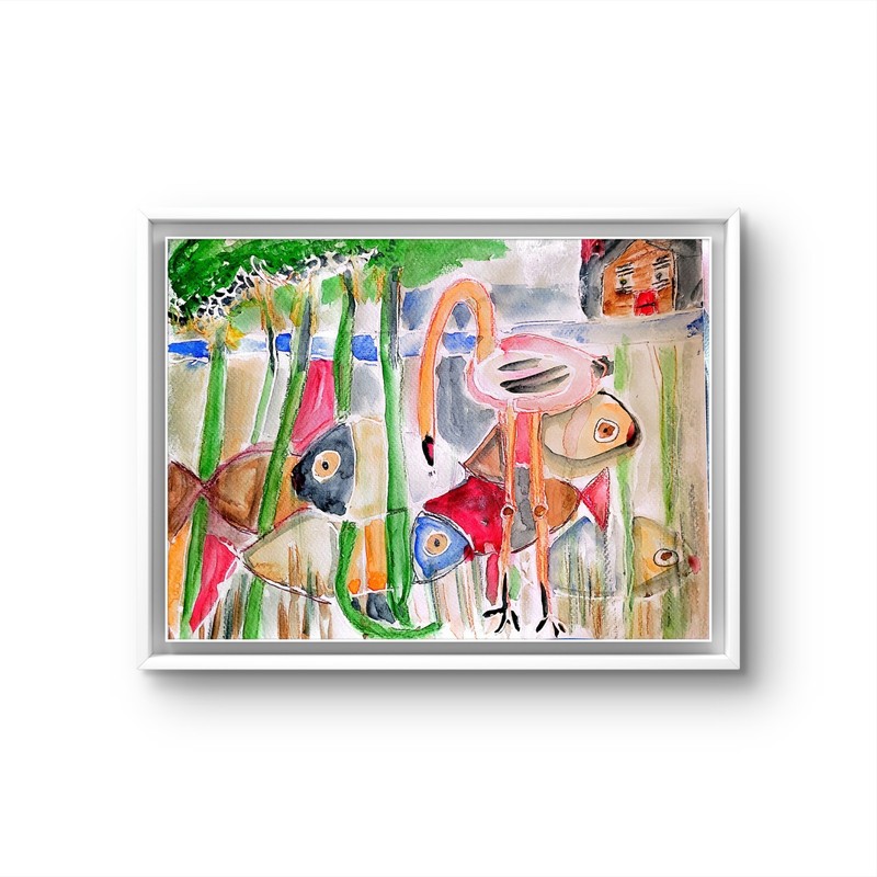 Mangrove Colorful Neo Expressionist Original Wall Art 9x12 Watercolor Paper gallery