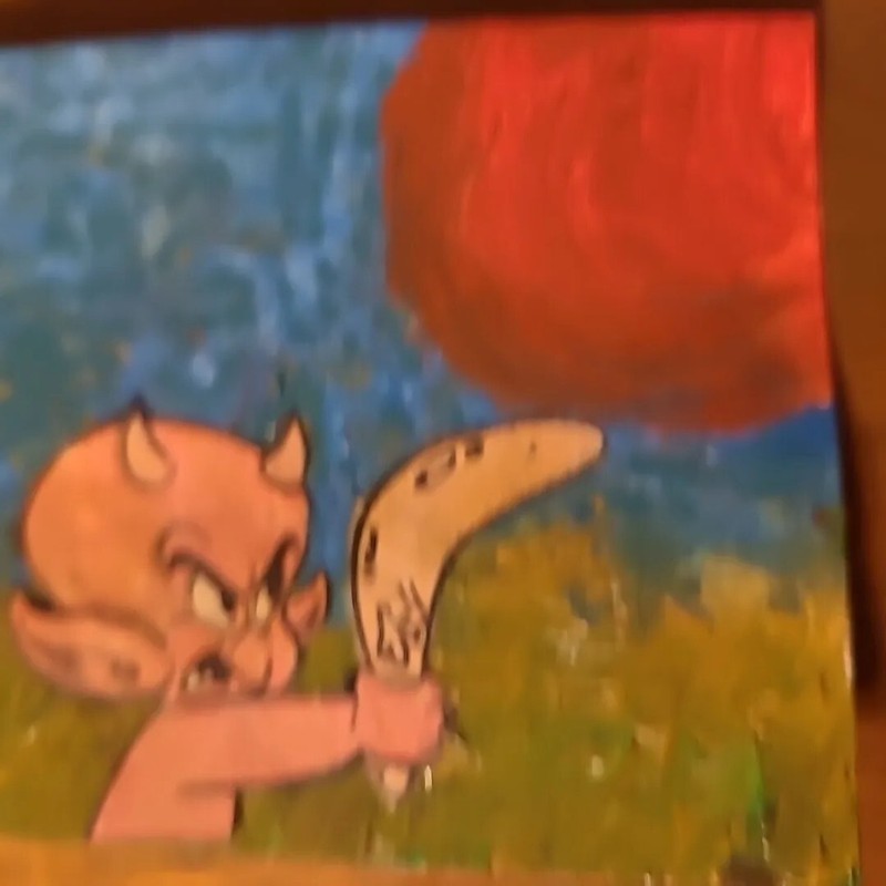 Original Painting Transformers And Devils Vs Van Gogh Style Red Sun Assamblage gallery