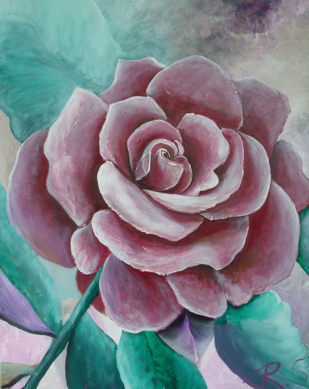 THE ROSE OF FIRST LOVE . Large Floral Painting – Original oil painting