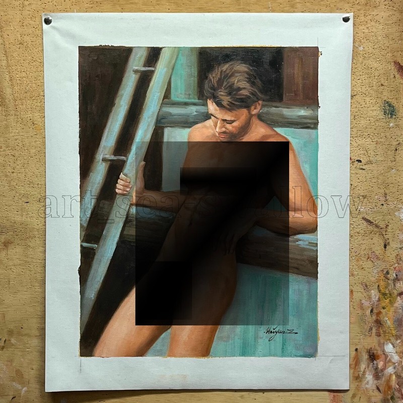 Original oil painting art lmpression male model 100%hand-painted on canvas #3952