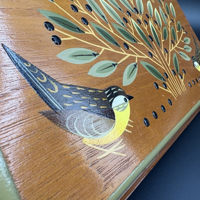 Original Painting On Wood Birds Folk Art MCM Alejandro Hidalgo Style gallery