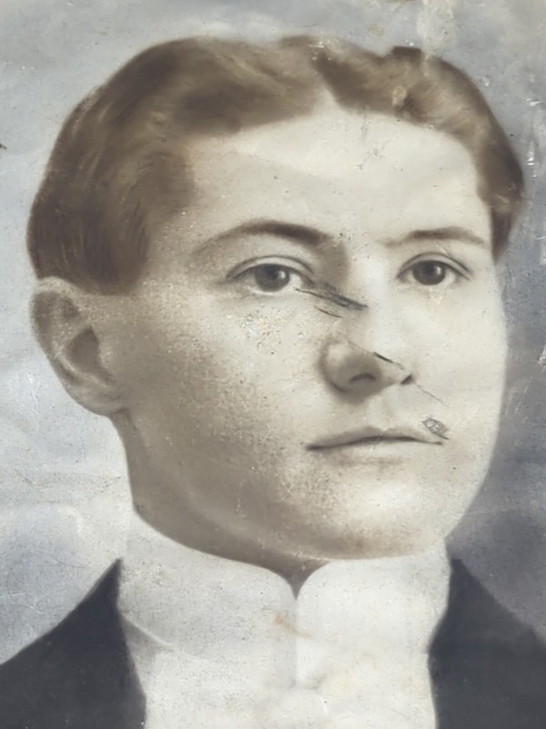 Antique Portrait Handsome Dapper Young Man Sheet Lead Backing 13.5" X 19.5" gallery