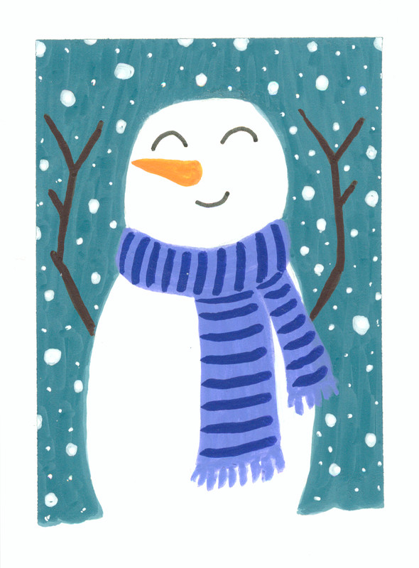 ACEO Original Snowman Christmas Winter Miniature Painting Mini Art OneCraftyLady
