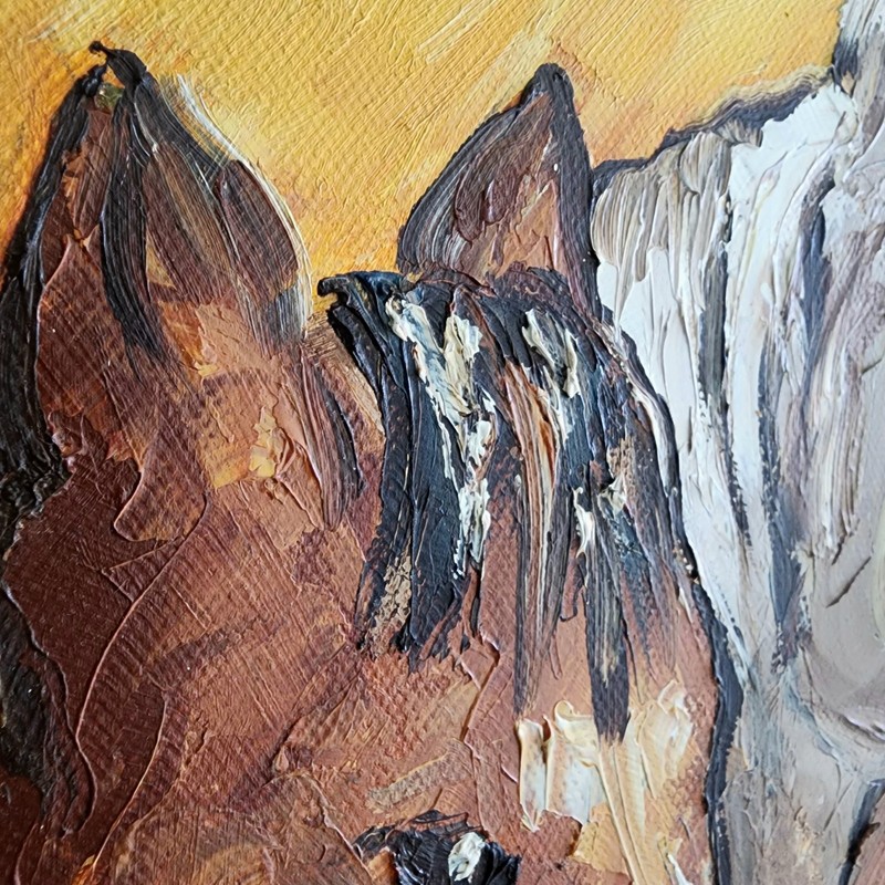 Original Oil Painting Running Wild Horse Expressionist Sunset Equine 16x20 Frame gallery