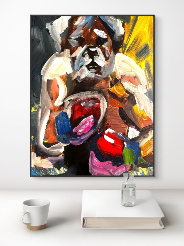 SAMATOWIC Original Abstract Boxing Boxer 11x14 Handmade Signed Fine Art 293 gallery